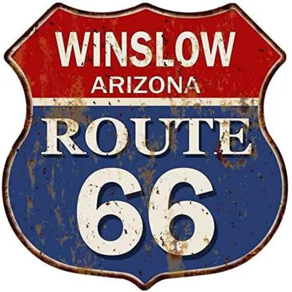 

Вінтажна металева квадратна табличка Route 66 Декор для гаража, дому, бару 20x20 см