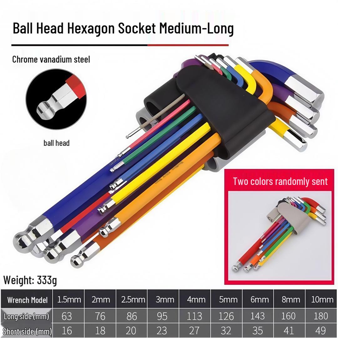 9-Piece Colorful Hex Wrench Set: High Hardness Inner Hexagon Screwdriver Combo