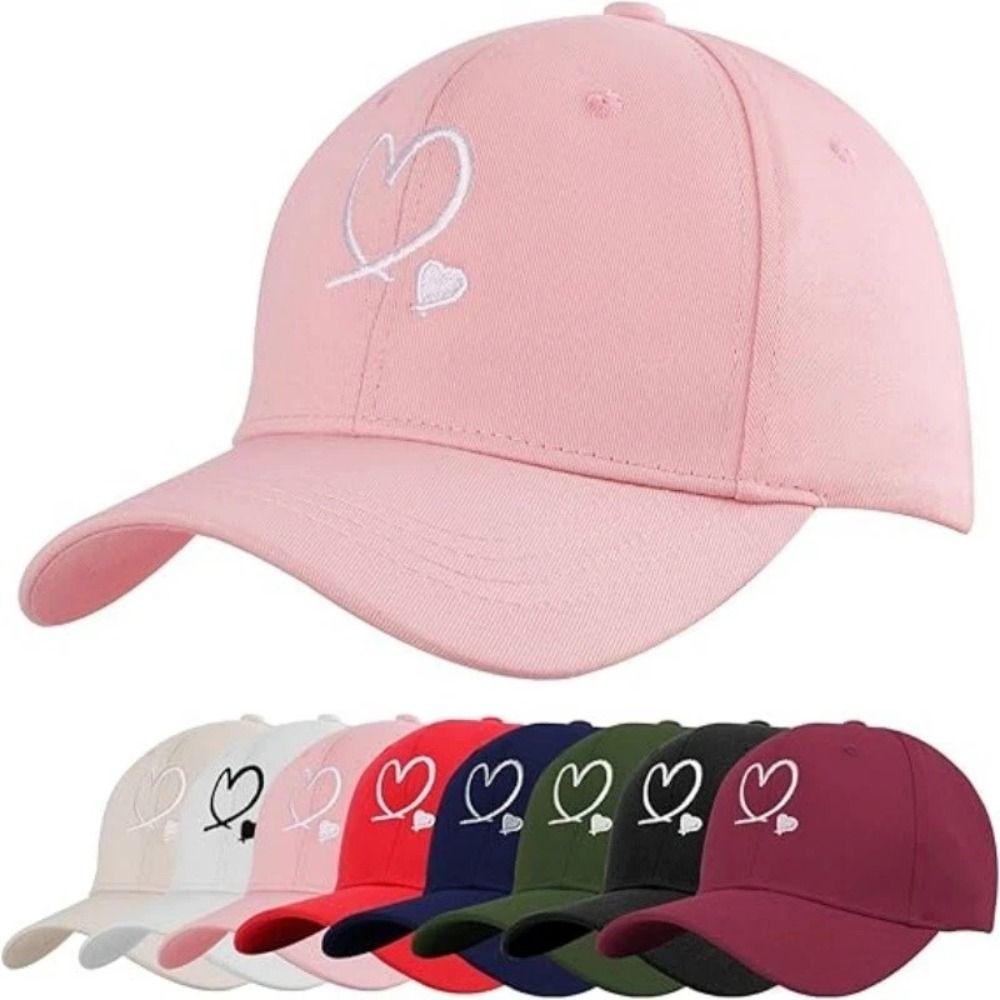 Heart Embroidered Baseball Cap UV Protection Hip Hop Hat Fashion Sun Hat  Outdoor