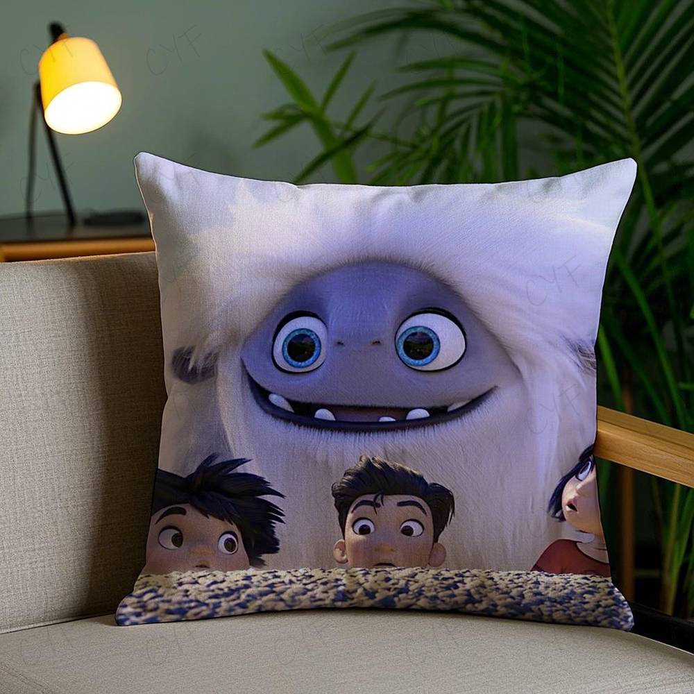Cute Movie A-Abominable Pillow Case Anti-Dustmite Pillowcase Invisible Zipper Silky Short Plush Sofa Cushion Cover