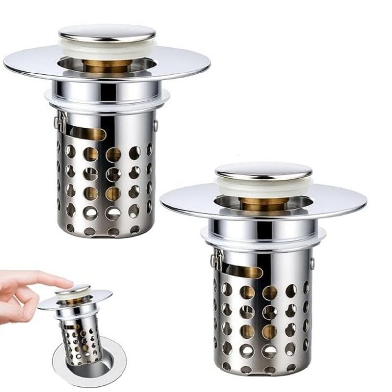 Anticlogging Drain Filter Sink Plug Wash Basins Sink Drain Stoppers Push Type Bounce Cores Sink Drain Strainer Enduring