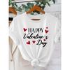 European Size Women's Valentine's Day Heart Print T-Shirt - Cute Short Sleeve Round Neck Blouse with Valentine's Heart Lettering