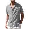 Mens Linen Style Short Sleeve Solid Shirts Casual Fit Formal Dress Top Tee Shirt