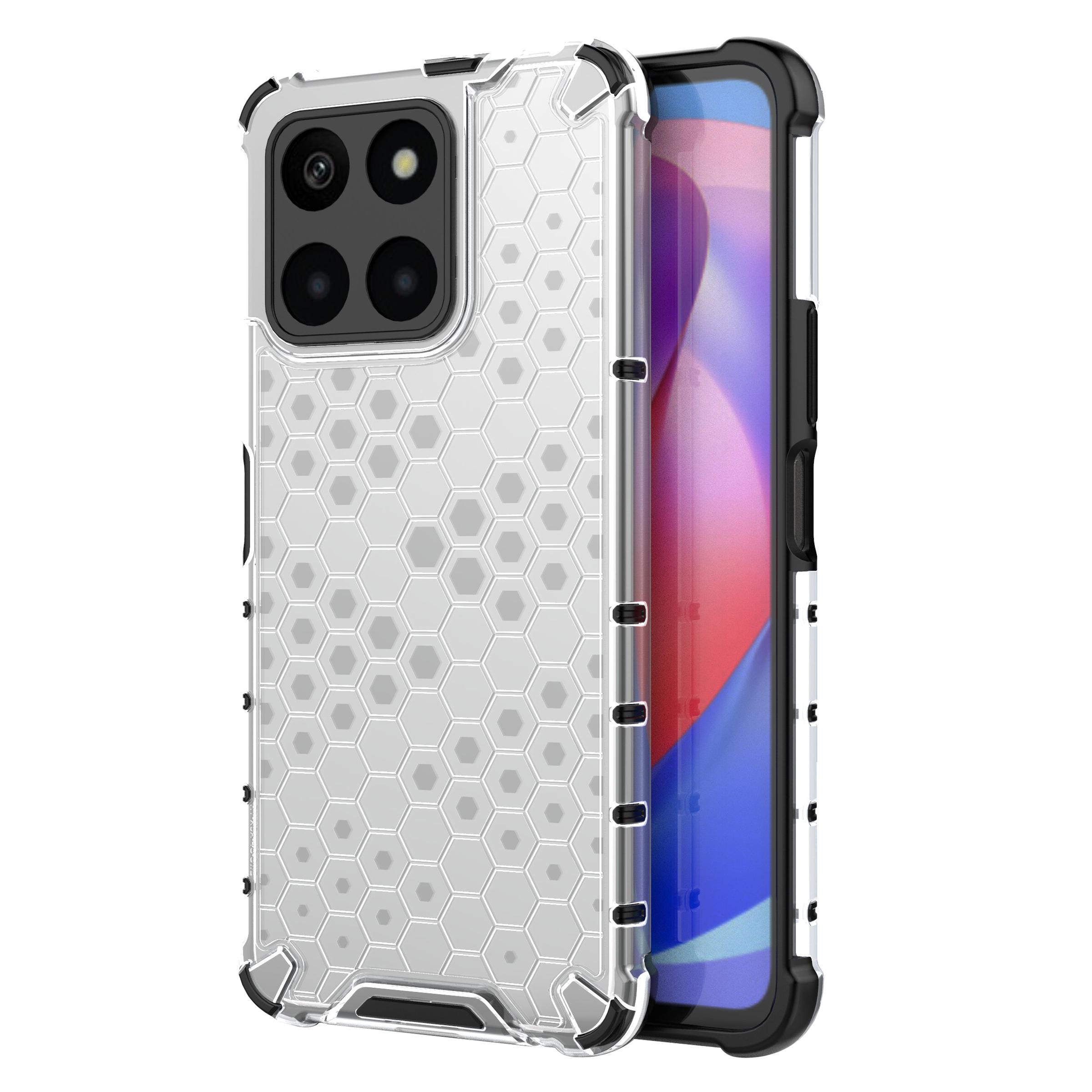 

For Honor X6a 4G Case Honeycomb Texture TPU+PC Mobile Phone Cover Grey