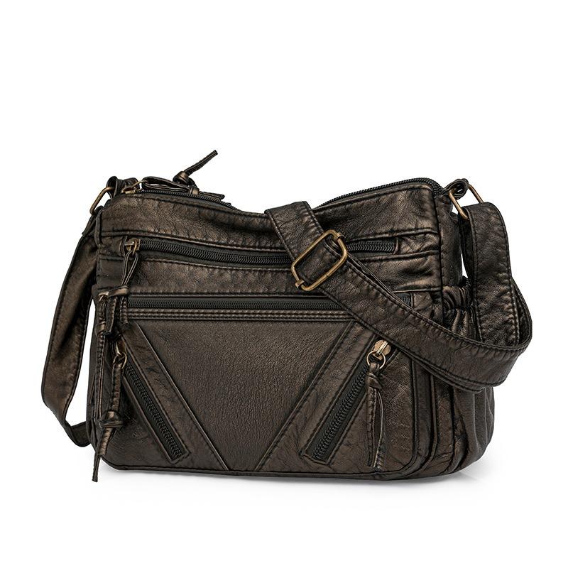 New messenger bag medium fashion women's bag soft leather large capacity multi-layer shoulder bag
