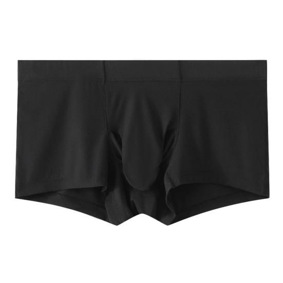 Men Ice Silk Underwear Mid-rise High Elasticity Slim Fit Shorts Briefs Solid Color