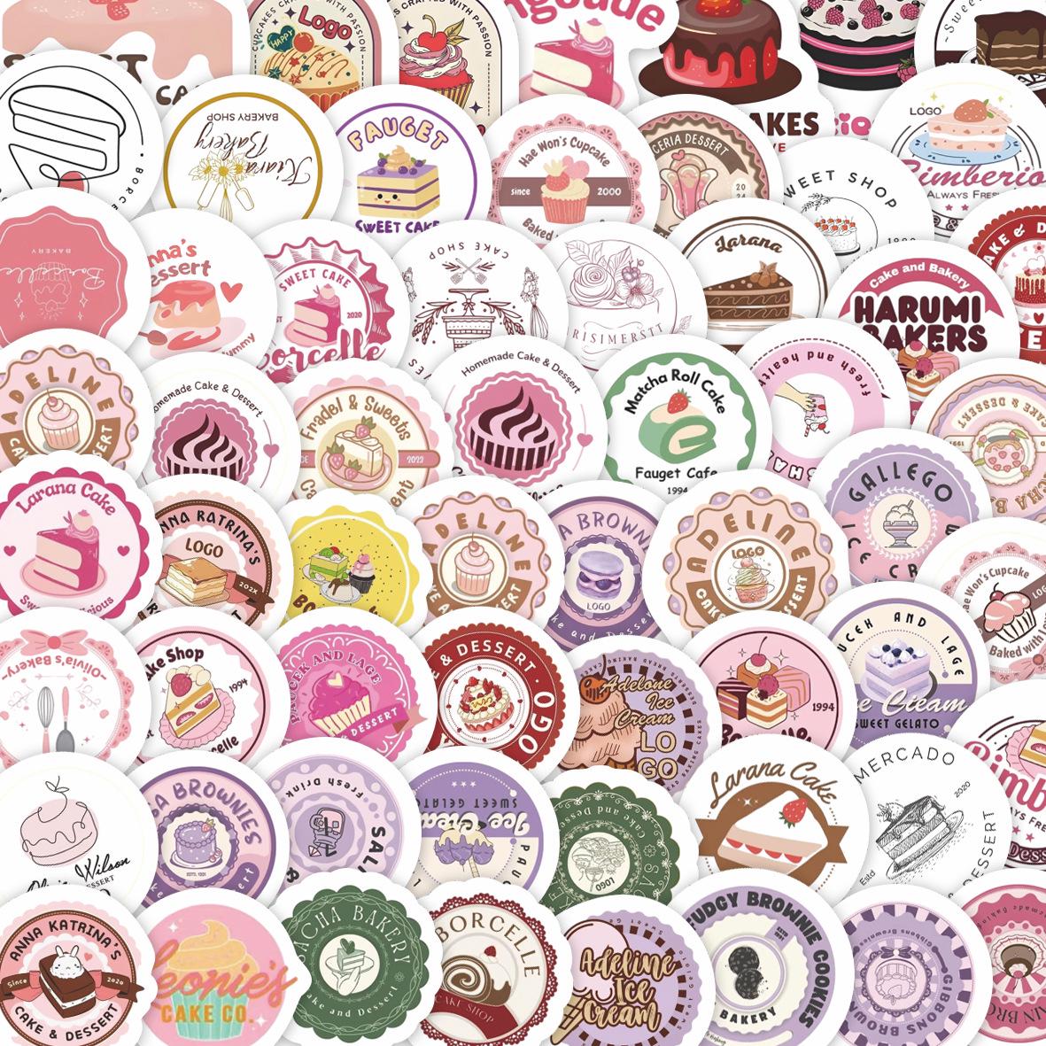 68pcs Cartoon Pink Dessert Label Stickers DIY Suitcase Notebook Decoration Waterproof Set