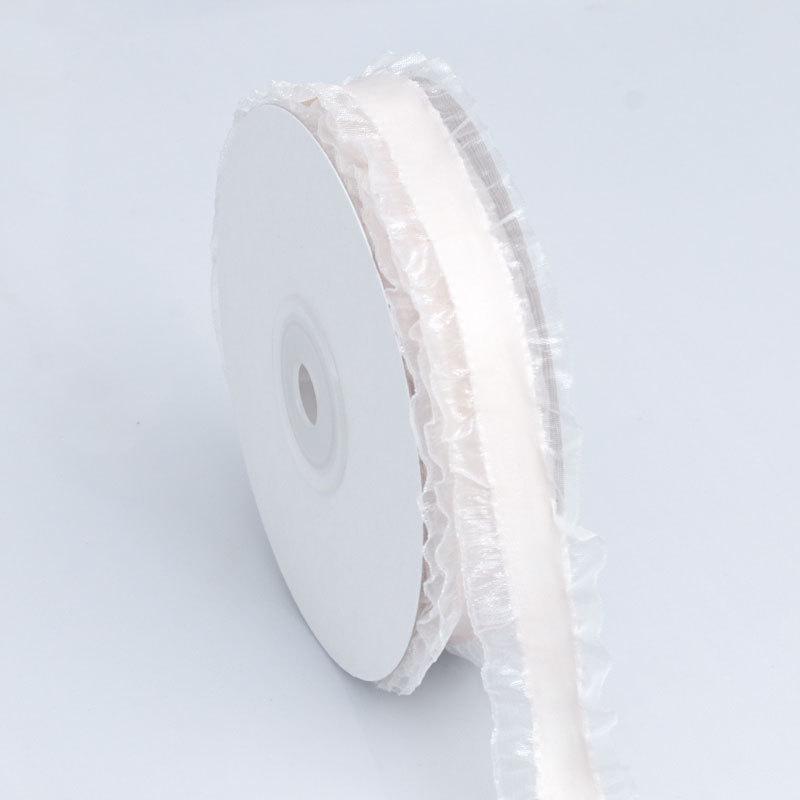 Romantic Solid Color Polyester and Cotton Splicing Soft Skirt Ribbon DIY Bow Hair Braiding Hair Ornaments Wedding Handmade Gift Decorative Ribbon