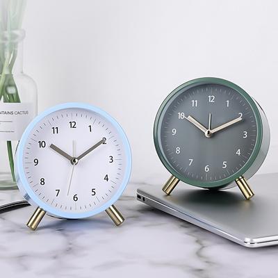 Nordic Silent Clock Minimalist Style Round Analog Clocks Soft Backlight At Your Fingertips Desktop Retro Alarm Clock