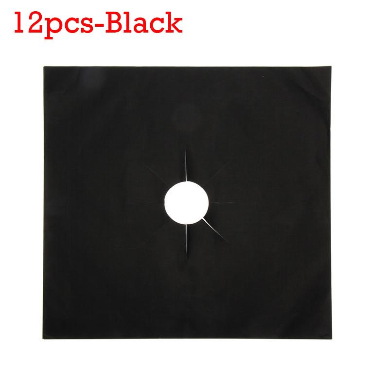 12pcs Gas Stove Protector Cover High-temperature Oil-resistant Cleaning Pad Stovetop Burner Protector For Kitchen Accessories