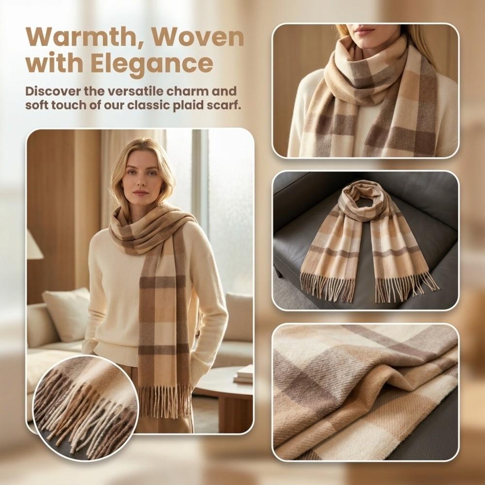 Thickened Plaid Scarf Double-Sided Unisex Scarf Shawl Imitation Cashmere Scarf Outdoor Wear