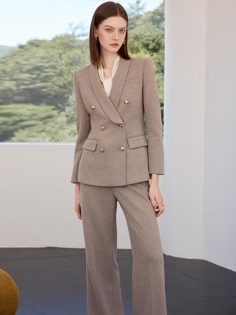 Damen Woll Haferflocken Anzugset: High-End Herbst/Winter 2025 Arbeitskleidung