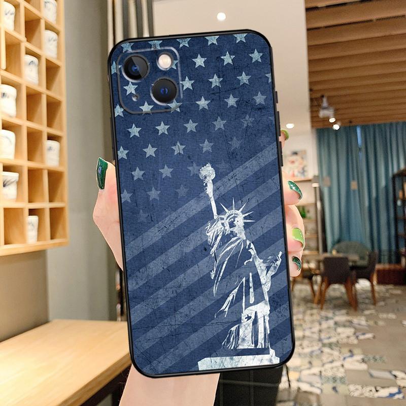 America Flag Statue of Liberty Phone Case For iPhone 15 Pro Max 14 13 12 11 16 17 Pro Max Mini 15 16 Plus 16e 17 Air Cover