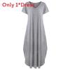 Polyester Vneck Pocket Split Long Dress For Casual Summer Wear