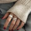 Geometric Irregular Pleated Double-Layer Wave Ring for Women - Versatile Open Finger Design