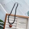 Acrylic Glass Beaded Chain Spring Summer Choker Necklace Fashion Heart Pendant  Neck Accessories