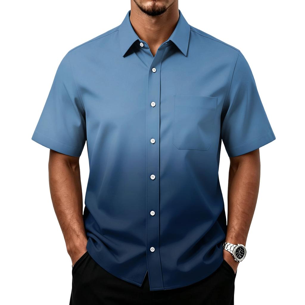 Men's Casual Short Sleeve Button Down Shirt with Chest Pocket Lightweight Breathable Summer Shirt for Everyday Wear