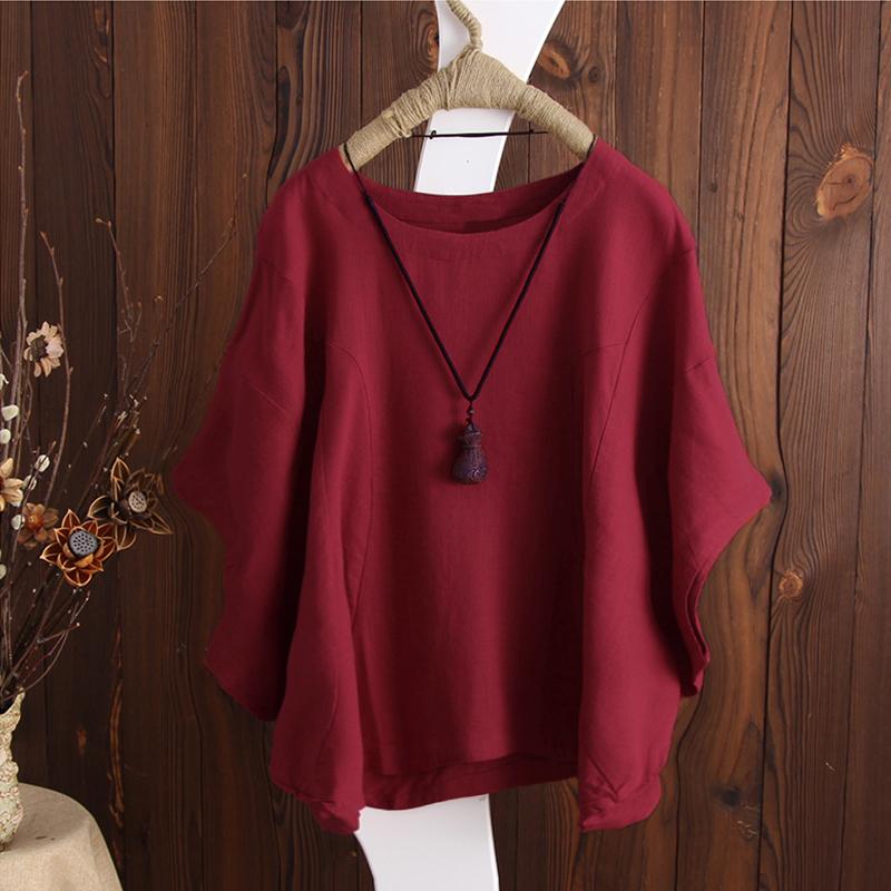 ZANZEA Women Summer Casual O-neck Batwing Sleeve Cotton Tee Tops