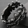 Men's Leather Bracelet Gothic 30MM Width Chain Bracelet With Belt Buckle Hip Hop Stainless Steel Wristband Adjustable Wrap Cuff Bangle