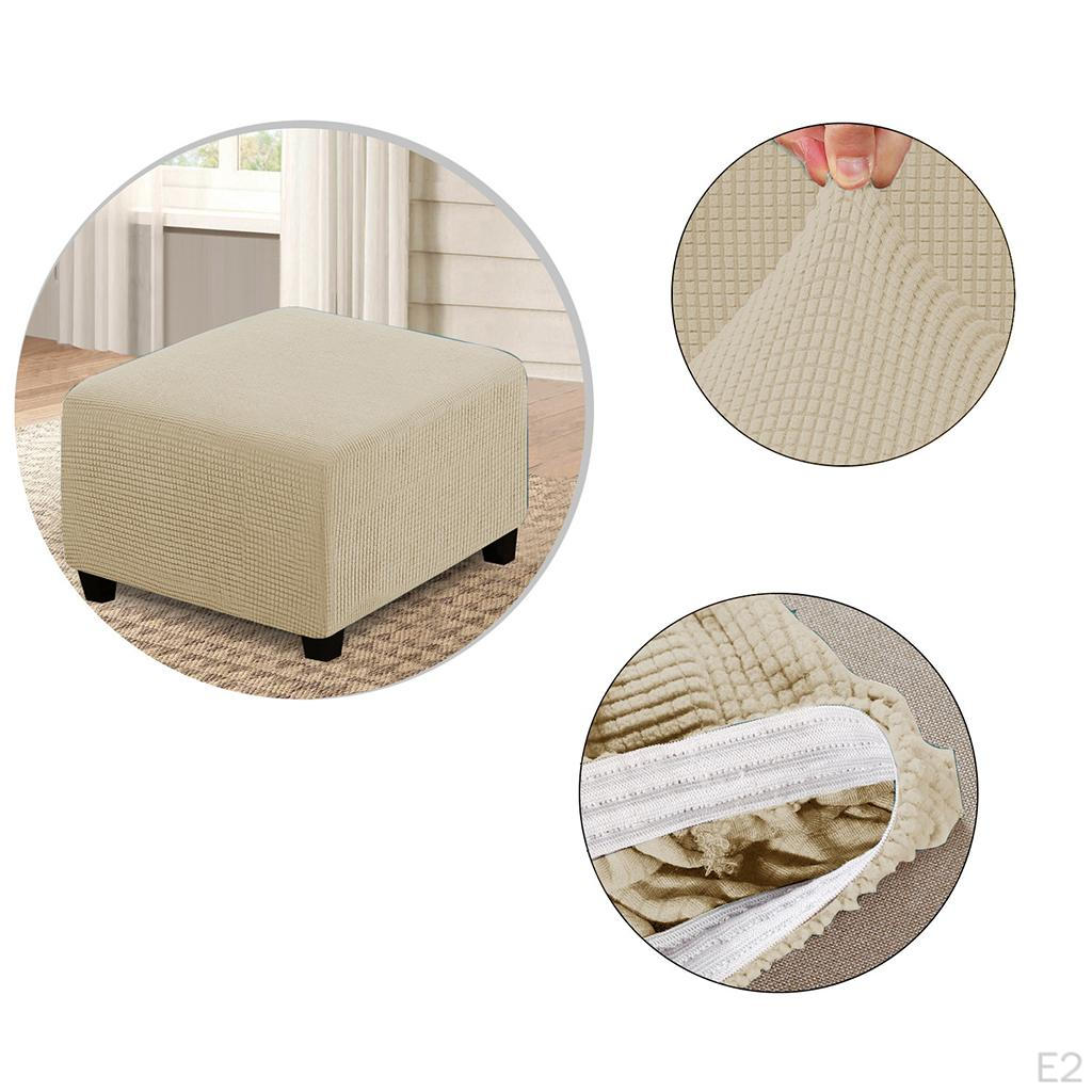 1pc Stretch Ottoman Covers Jacquard Slipcover Footstool Footrest Cover Removable Furniture