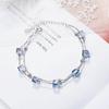 Luxury Female Bracelet  Sterling SIlver Blue Square Synthetic Zircon Crystal Double-layer Bracelet for Women  Pulseira