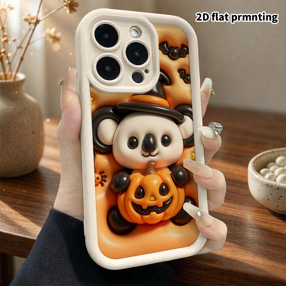 Phone Case: 2D flat, suitable for iPhone 18 17 16 15 14 13Pro protective case, warm orange bubble embossing, perfect Christmas and Halloween holiday g