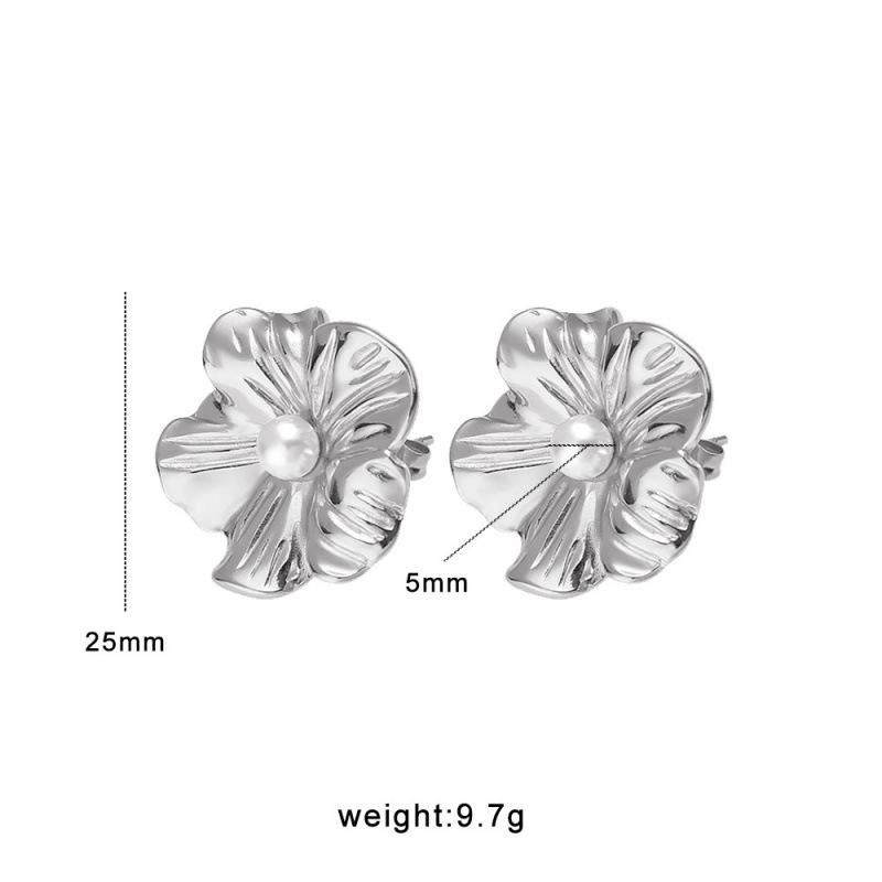 Meishiduo High-End Retro Floral Women s Earrings in Stainless & Titanium Steel - Light Luxury European Style Studs.