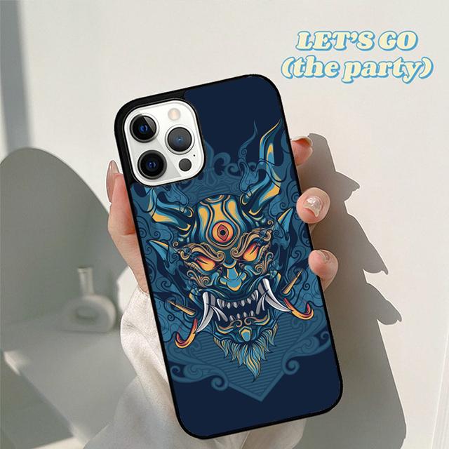 Japanese samurai Oni Hannya Demon Mask Phone Case Cover for iPhone 16 15 12 mini 11 13 14 Pro Max SE 2020 6S 7 8 Plus Coque
