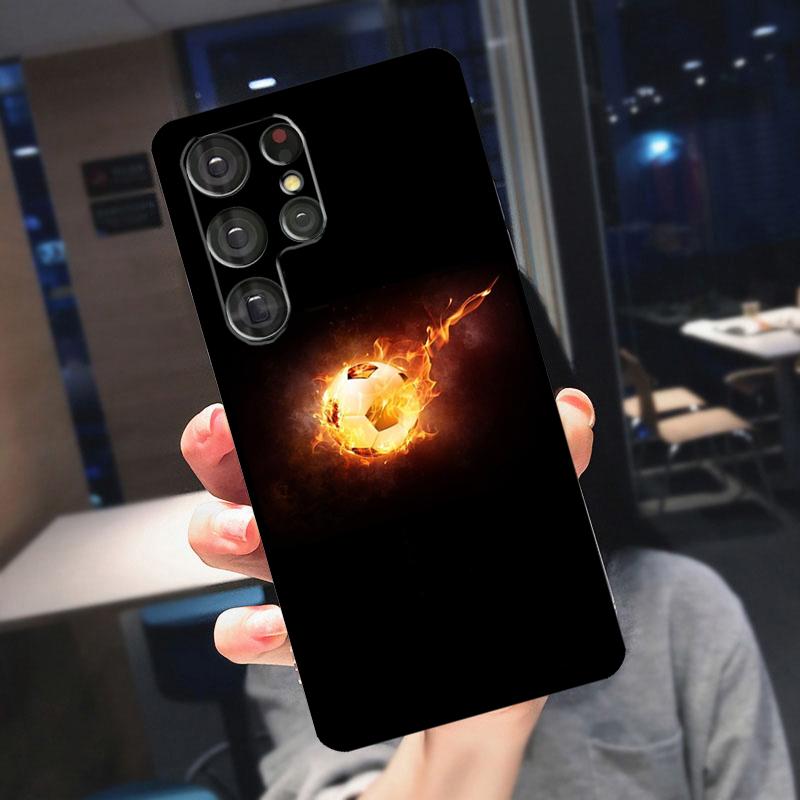 Feuer Fußball Fußball Ball Hülle Für Samsung Galaxy S25 S24 S21 S22 S23 Ultra S9 S10 Plus S24 FE S21 FE Handyhülle