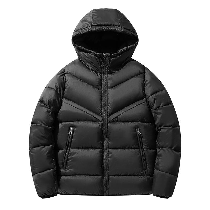 

Men s Trendy Hooded Cotton Jacket: Versatile, Velvet-Lined, Thickened Winter Outerwear L чорний