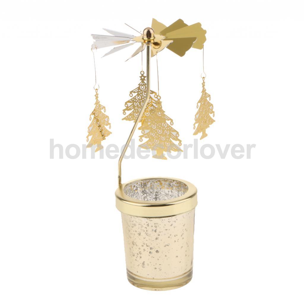 Carrousel Tealight Rotating Candle Holders Romantic Golden Night Light Creative Gifts Holiday Decorative Lamp