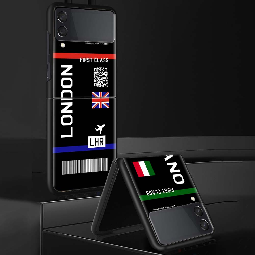 Airline Ticket Barcode Phone Case For Samsung Galaxy Z Flip 7 6 5 4 3 5G Shockproof Cover Z Flip7 Flip6 ZFlip5 Flip3 Flip4 Luxur