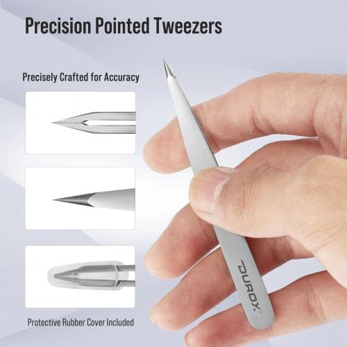 DUROX Ingrown Hair Tweezers / Splint Removal Tweezers / Fine-Tip Tweezers | Ultra-Fine Precision Tip (Pointed/Fine) | Sharp-Tipped Tweezers