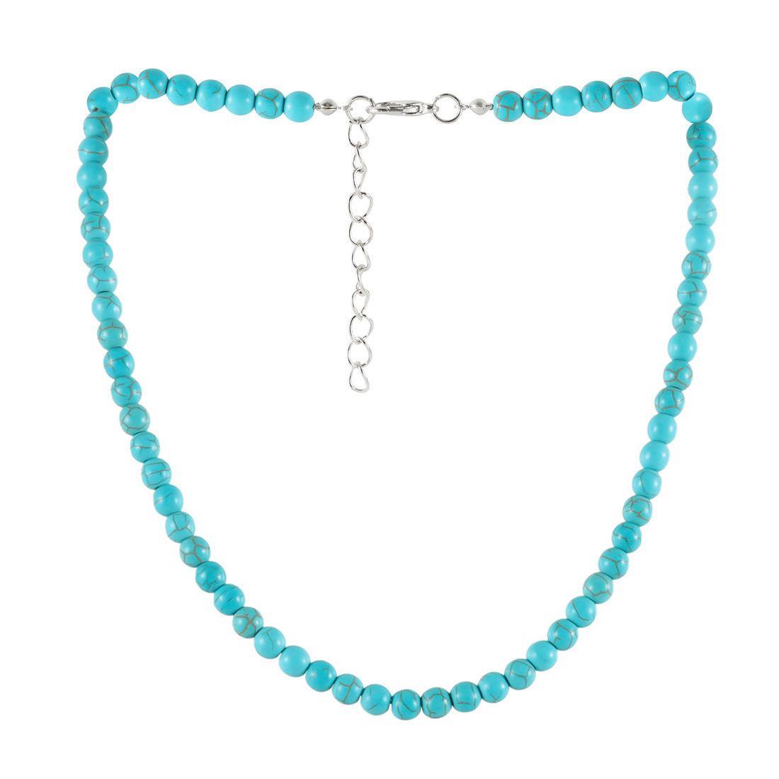 

Simple retro turquoise beaded necklace personalized short URL collarbone chain stackable neck chain