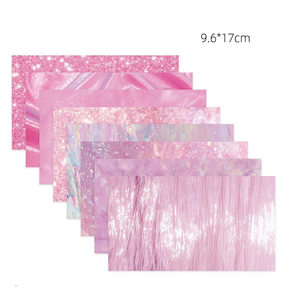 8Pcs Sweet Cool Pink Black English Material Sticker Scrapbook Journal Background Stickers DIY Phone Case Base Paper