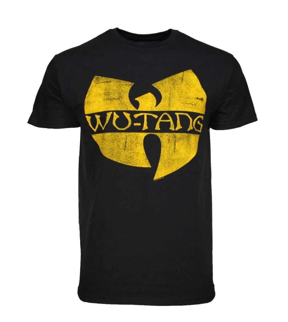 Wu-Tang Music Album Song Large Distressed Yellow Iconic Logo Mens Cotton T-Shirt L
