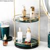 Home Bathroom Desktop Shelf Marbling Ceramics Iron Art Double Storage Rack Cosmetic Organizer Rotatable Storage Decoration Rack