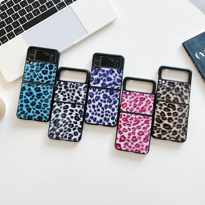 Para Samsung Galaxy Z Flip 4 3 Zflip4 Capa Trendy Leopard Fluff Texture Silicone Dobrável Proteção À Prova de Choque Acessórios