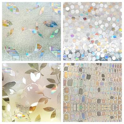 3D Folia Okienna Tęczowa Prywatność Witraż Winyl Samoprzylepna Folia Statyczna Przyczepność Izolacja Cieplna Naklejka na Okno do Domu