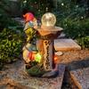Solar Powered LED Lighted Home Decoration Gnome Animal Fairy Statue Indoor Outdoor Decor for Patio Lawn Porch Front Door - Ideal Gardeners Gift