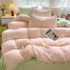 Super Soft Bed 4Pcs Set, Pure Washed Cotton Quilt Cover, Bed Sheet Full Quilt Cover, Bed Hat Student Three 4-Piece Set