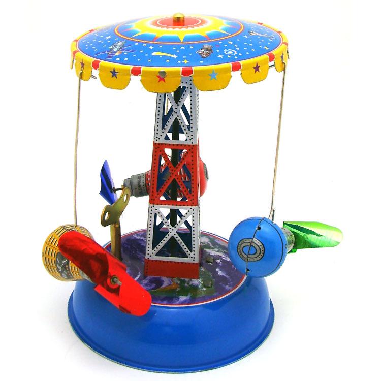 MS631 Space Station Carousel Nostalgic Ornament Tin Toy Gift MS631