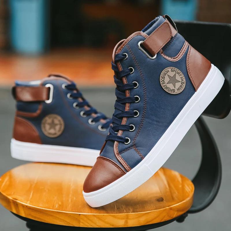 

Men High Top Breath Canvas Shoes Teenagers Outdoor Leisure Sports Shoes Thick Soled Jogging Flat Bottomed Sneakers Bigsize 39-46 39