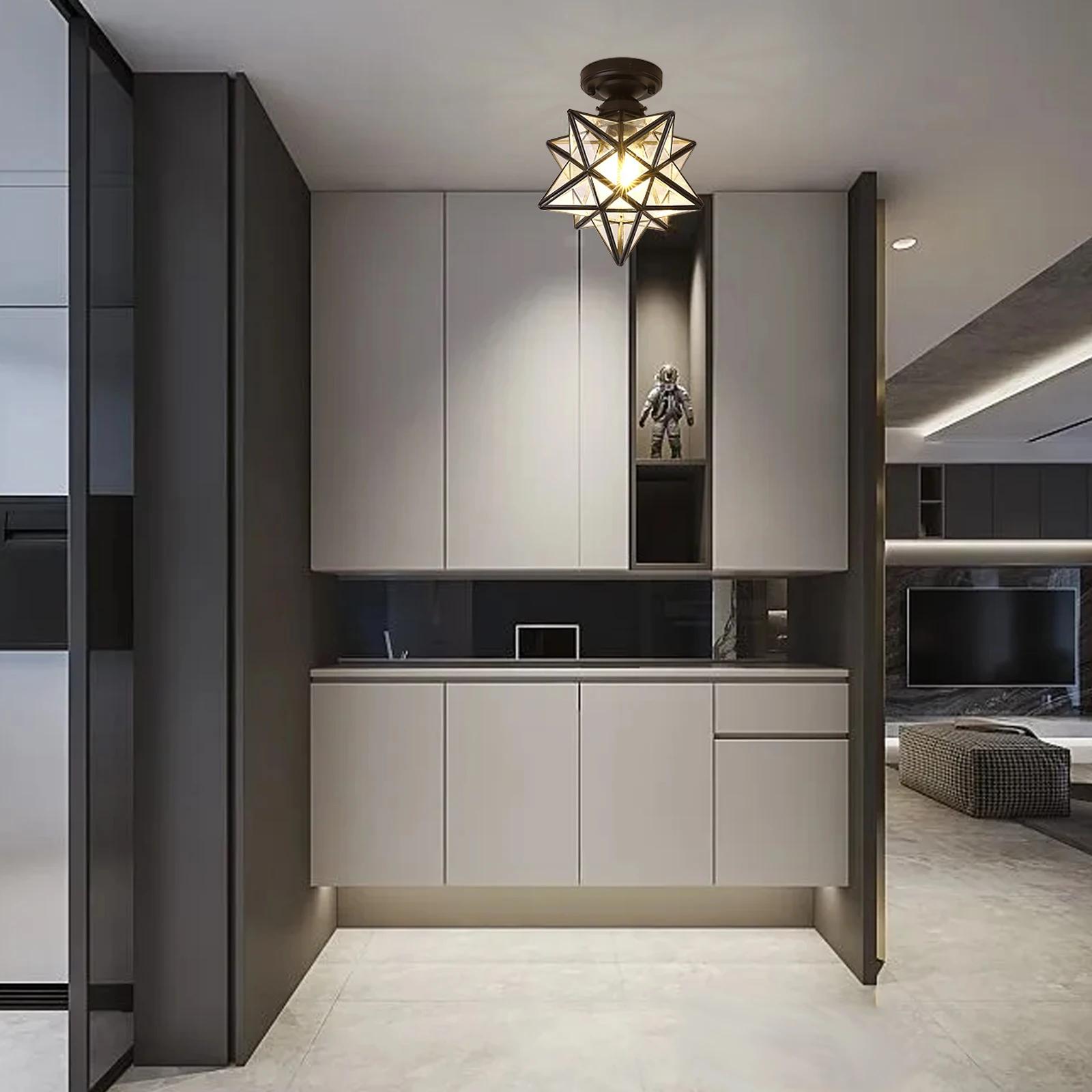 

Bymaocar E26 Indoor Modern Lamp Moravian Star Ceiling Lights & Lighting for Bedroom/corridor Home Decoration Comfortable Black чорний