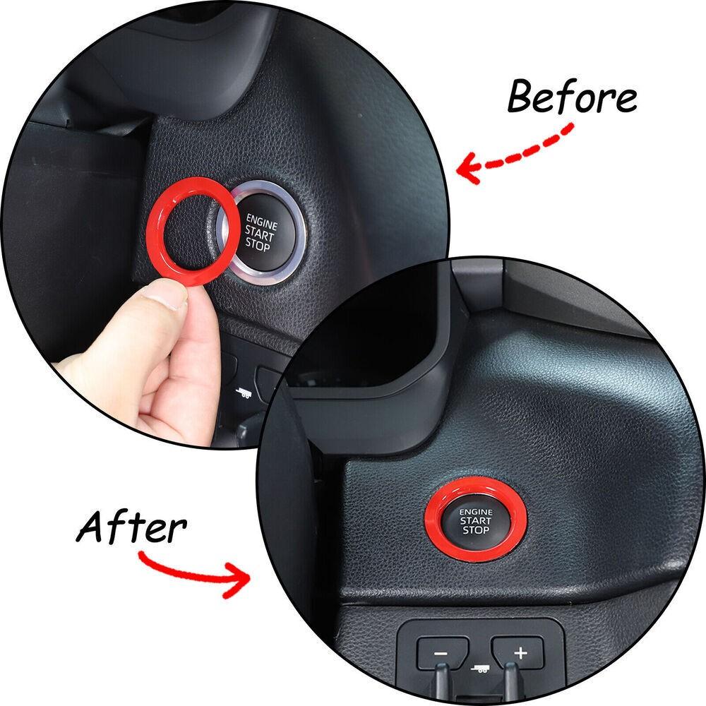 For Toyota Tundra/Sequoia 2022-2024 Red Console Car Started Button Ring Trim Kit