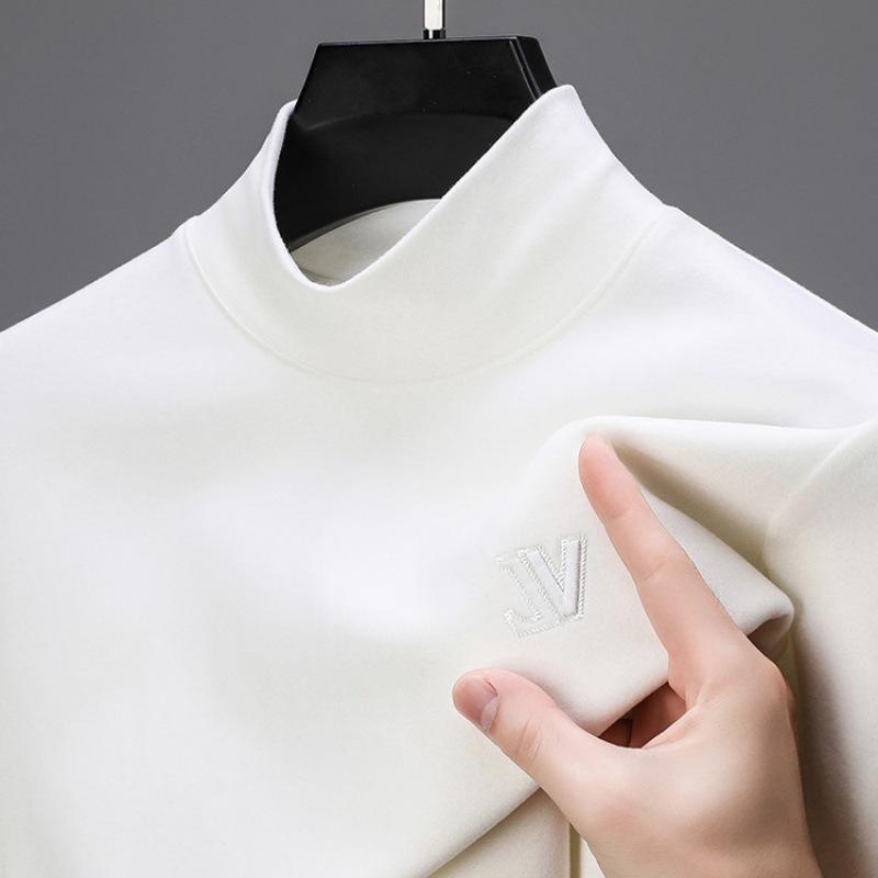 Men's Double-Sided Long-Sleeve Slim-Fit De-Rong Sweatshirt, Round Neck, Warm for Autumn and Winter