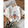 2026 Children's casual short sleeved round neck T-shirt with vibrant tomato and vegetable pattern print for a fresh summer style