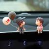 Cute Cartoon Couples Balloon Ornament Car Decoration Romantic Figurines Auto Interior Dashboard Accessories Gifts