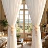 Adjustable Flowers Curtain Straps with Pearl Pendant Curtain Buckle Curtain Binding  Living Room