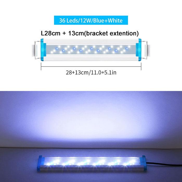L18/28/38/48cm LED Aquarium Light for Plants,Plug In Full Spectrum Fish Tank Light with Extendable Brackets for Freshwater